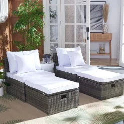 Pramla  4-pc. Patio Lounge Chair and Ottoman Set