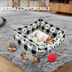 Precious Tails 20" Black Plaid Cuddler Pet Bed