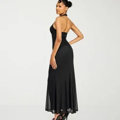 Premier Amour Womens Halter Neck Sleeveless Evening Gown