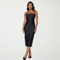 Premier Amour Womens Midi Straight Neck Sleeveless Sheath Dress