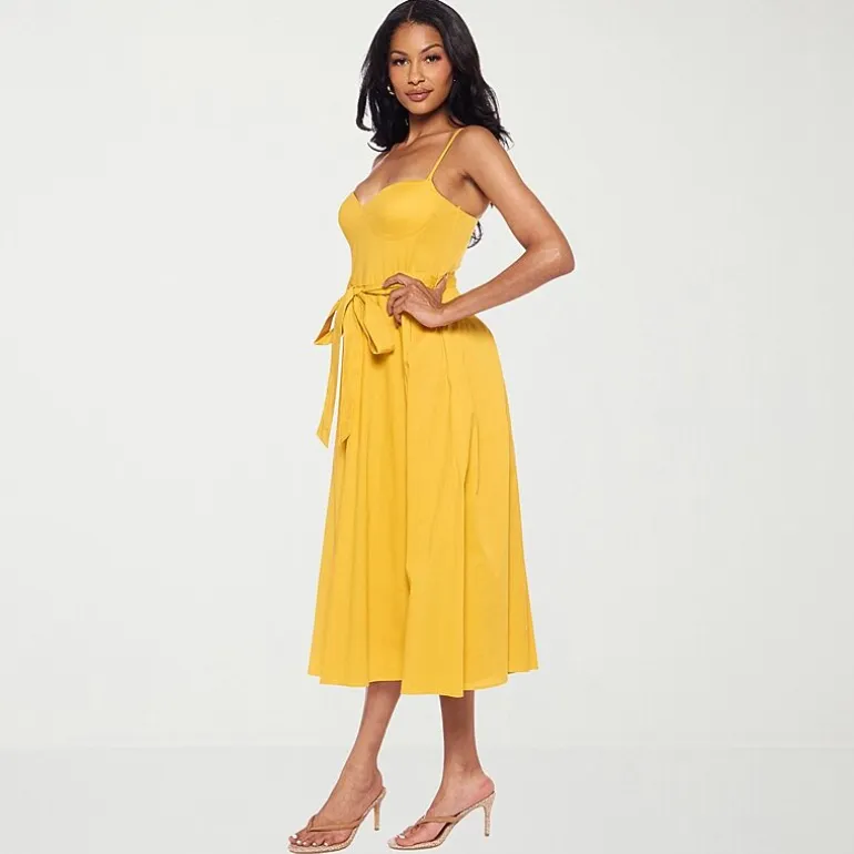 Premier Amour Womens Midi Sweetheart Neck Sleeveless Fit + Flare Dress