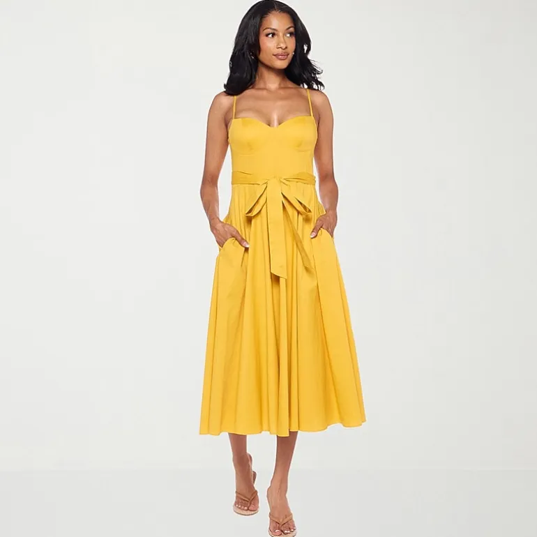 Premier Amour Womens Midi Sweetheart Neck Sleeveless Fit + Flare Dress