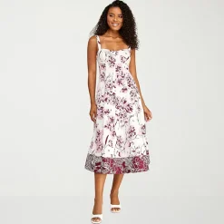 Premier Amour Womens Midi Sweetheart Neck Sleeveless Floral Fit + Flare Dress