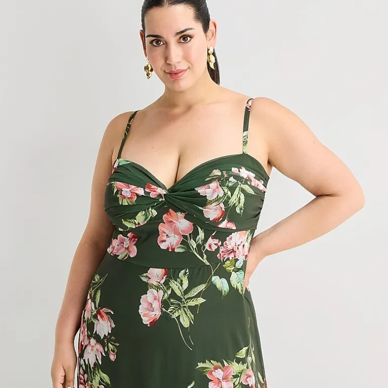 Premier Amour Womens Plus High-Low Sweetheart Neck Sleeveless Maxi Dress