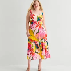 Premier Amour Womens Plus Straight Neck Sleeveless Maxi Dress