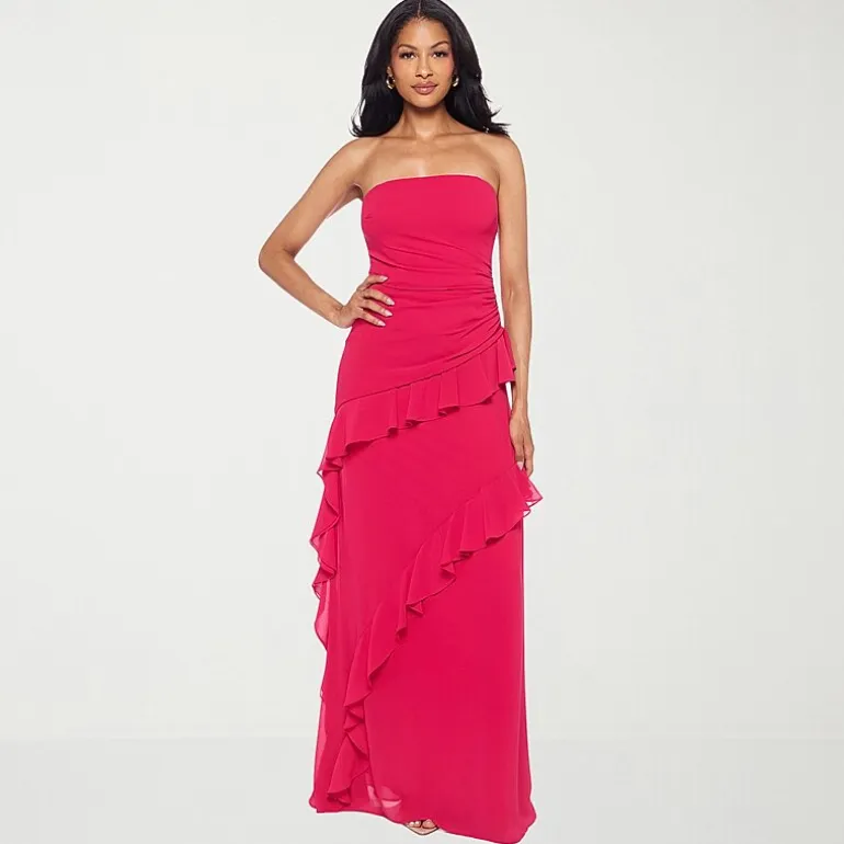 Premier Amour Womens Strapless Fitted Gown