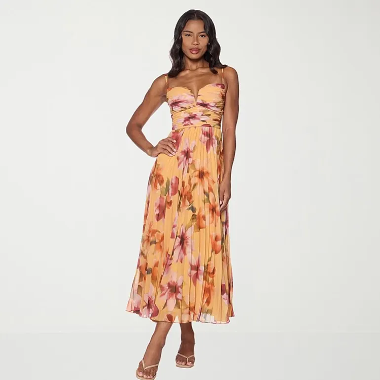 Premier Amour Womens Sweetheart Neck Sleeveless Floral Evening Gown