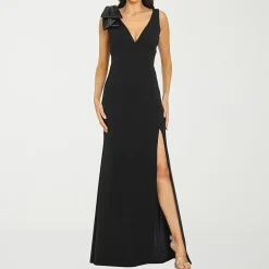 Premier Amour Womens V Neck Sleeveless Evening Gown