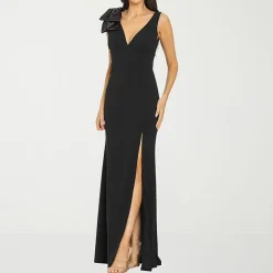 Premier Amour Womens V Neck Sleeveless Evening Gown