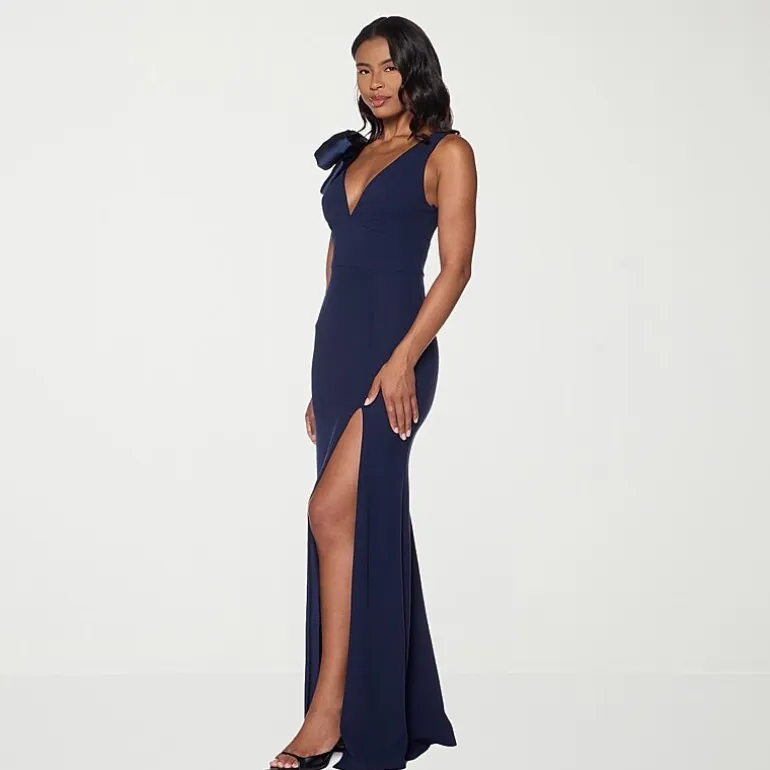 Premier Amour Womens V Neck Sleeveless Evening Gown