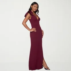 Premier Amour Womens V Neck Sleeveless Evening Gown