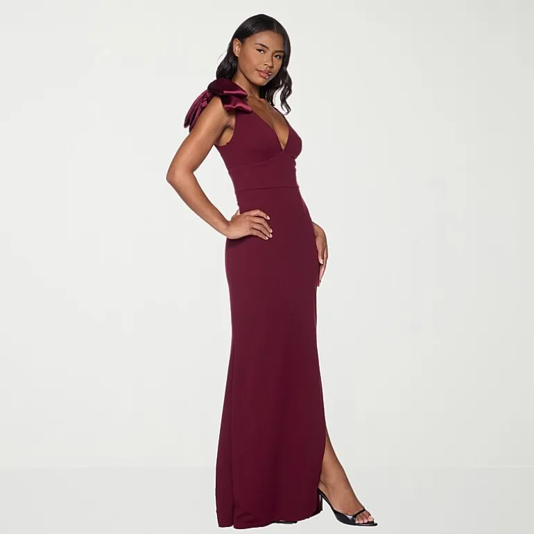 Premier Amour Womens V Neck Sleeveless Evening Gown