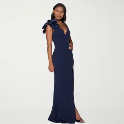 Premier Amour Womens V Neck Sleeveless Evening Gown