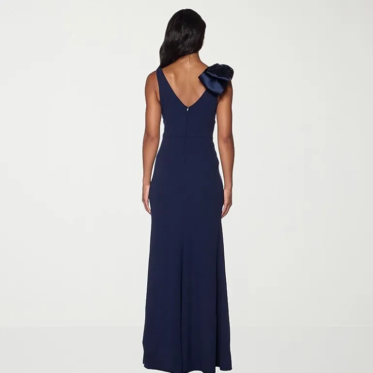 Premier Amour Womens V Neck Sleeveless Evening Gown