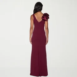 Premier Amour Womens V Neck Sleeveless Evening Gown