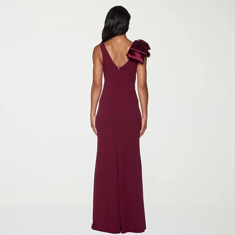 Premier Amour Womens V Neck Sleeveless Evening Gown