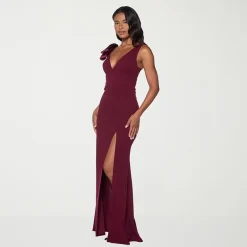 Premier Amour Womens V Neck Sleeveless Evening Gown