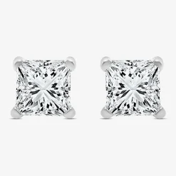 Premier Collection 1 CT. T.W.  Natural Diamond Princess-Cut Stud Earrings in 14K Gold