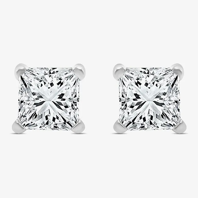 Premier Collection 1 CT. T.W. Natural Diamond Princess-Cut Stud Earrings in 14K Gold