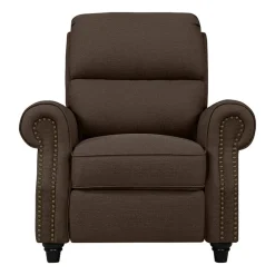 ProLounger Anna Traditional Roll-Arm Push Back Recliner in Linen with Nailheads