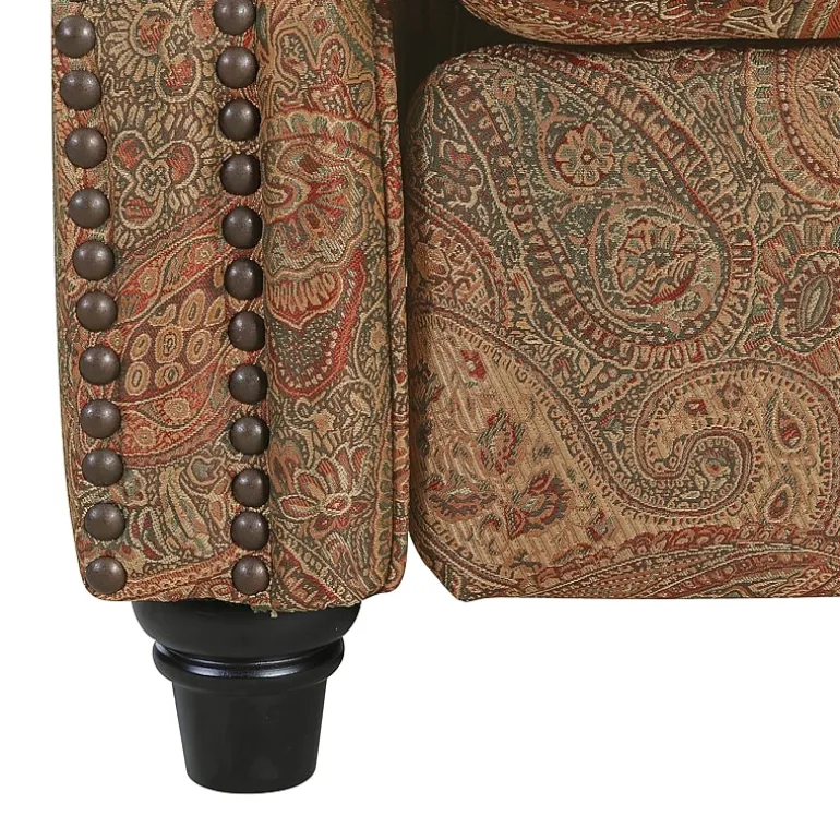 ProLounger Anna Traditional Roll-Arm Push Back Recliner in Multi-Burgundy Paisley with Nailheads