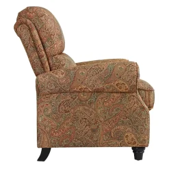 ProLounger Anna Traditional Roll-Arm Push Back Recliner in Multi-Burgundy Paisley with Nailheads