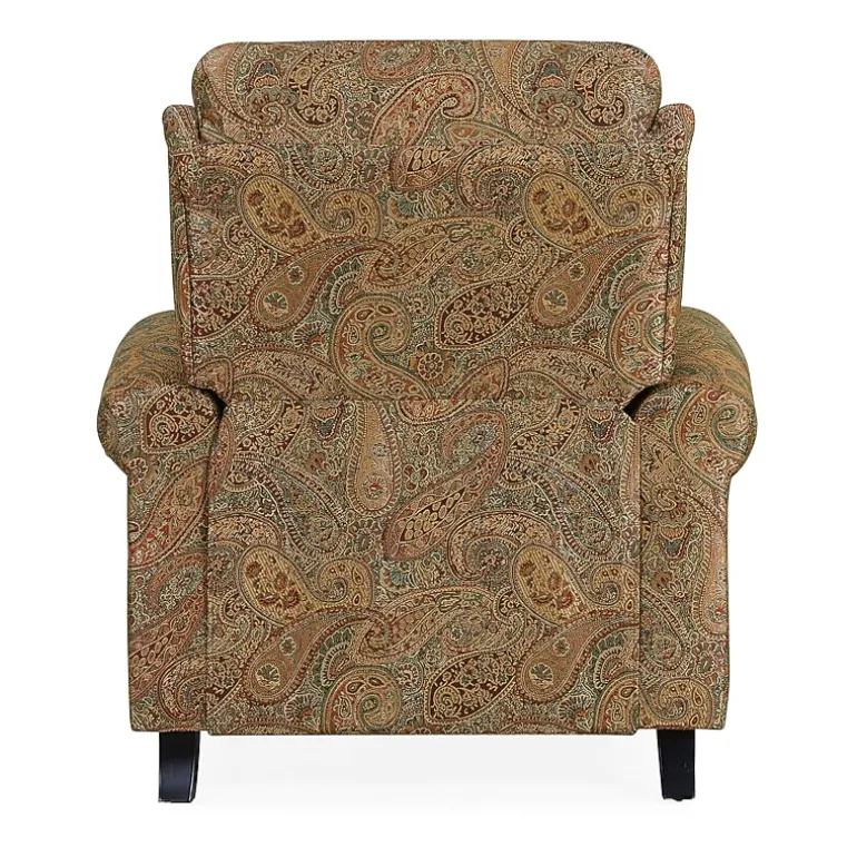 ProLounger Anna Traditional Roll-Arm Push Back Recliner in Multi-Burgundy Paisley with Nailheads