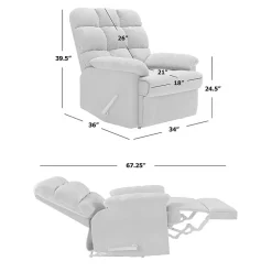 ProLounger Barbera Wall Hugger Biscuit Tufted Recliner in Stain-Resistant Microfiber