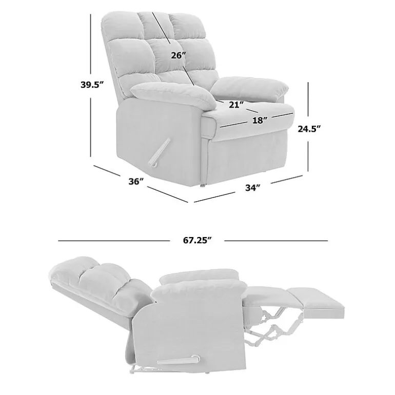 ProLounger Barbera Wall Hugger Biscuit Tufted Recliner in Stain-Resistant Microfiber