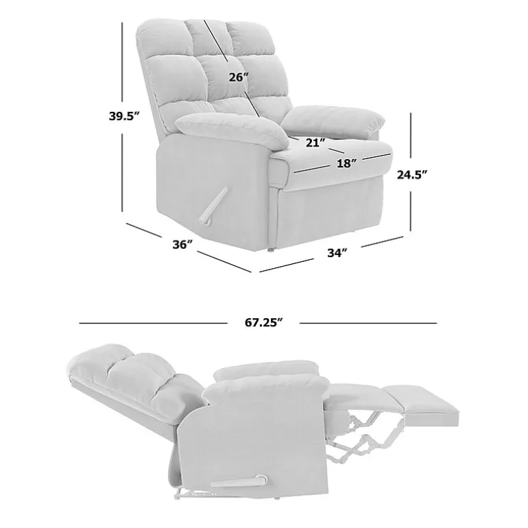 ProLounger Barbera Wall Hugger Biscuit Tufted Recliner in Stain-Resistant Microfiber