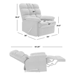 ProLounger Barbera Wall Hugger Biscuit Tufted Recliner in Stain-Resistant Microfiber