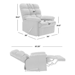 ProLounger Barbera Wall Hugger Biscuit Tufted Recliner in Stain-Resistant Microfiber