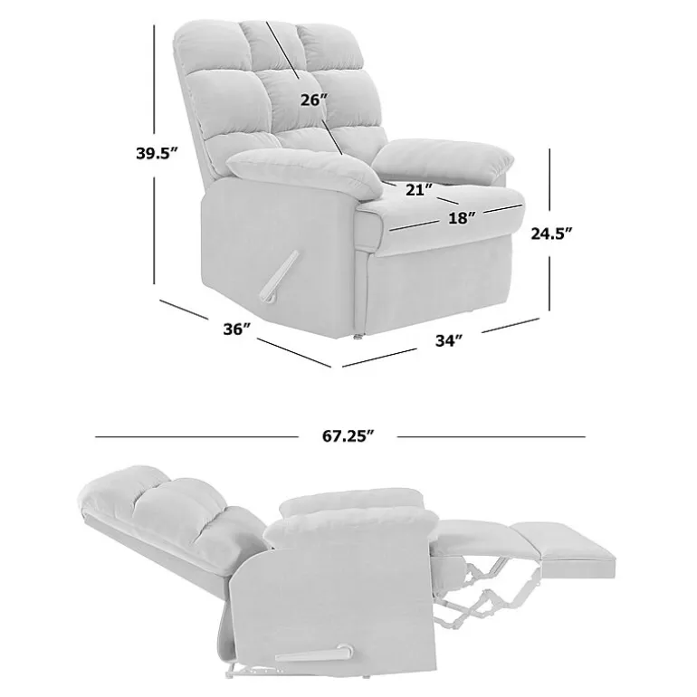 ProLounger Barbera Wall Hugger Biscuit Tufted Recliner in Stain-Resistant Microfiber