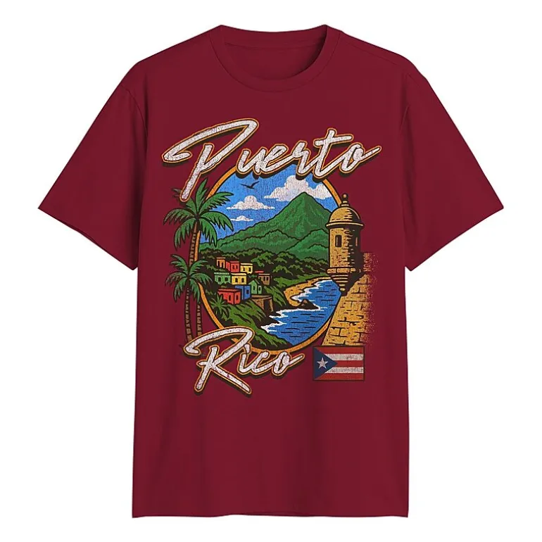 Puerto Rico Mens Crew Neck Short Sleeve Regular Fit Graphic T-Shirt