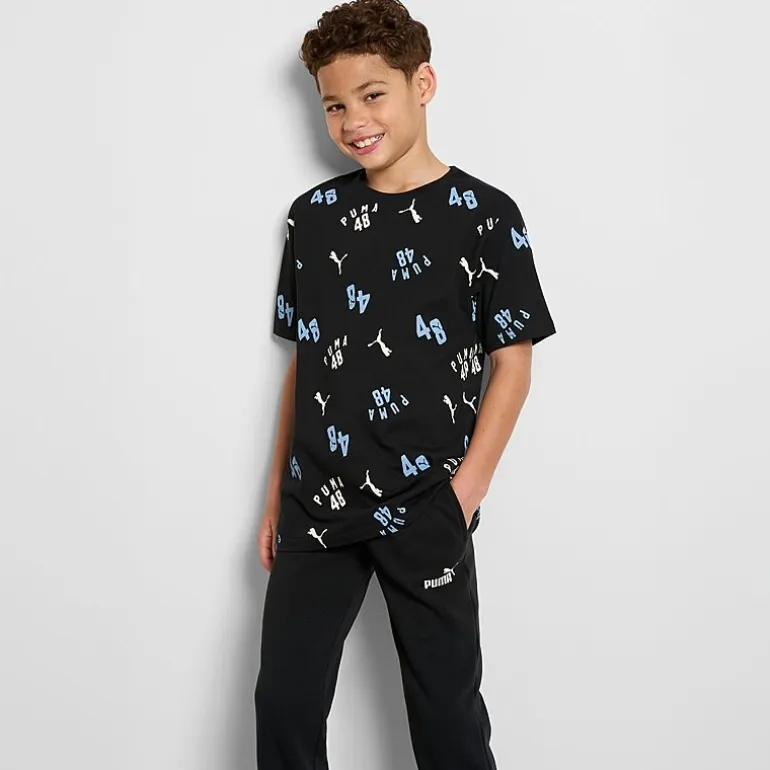 PUMA Big Kid Boys Crew Neck Short Sleeve Regular Fit Graphic T-Shirt