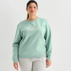 PUMA Womens Crew Neck Long Sleeve Plus Sweatshirt