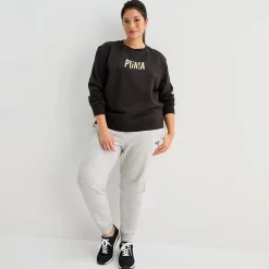 PUMA Womens Crew Neck Long Sleeve Plus Sweatshirt