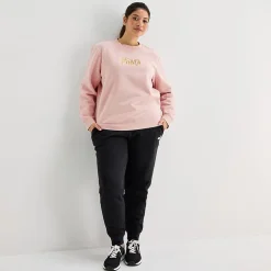 PUMA Womens Crew Neck Long Sleeve Plus Sweatshirt