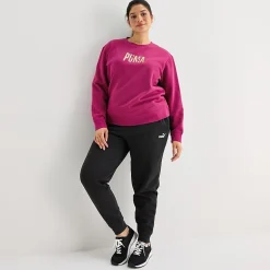 PUMA Womens Crew Neck Long Sleeve Plus Sweatshirt