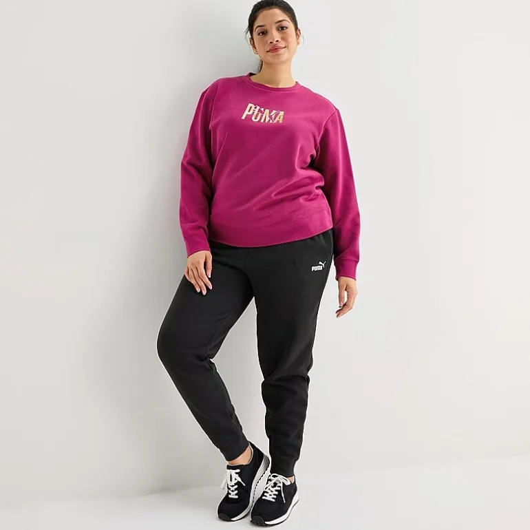 PUMA Womens Crew Neck Long Sleeve Plus Sweatshirt