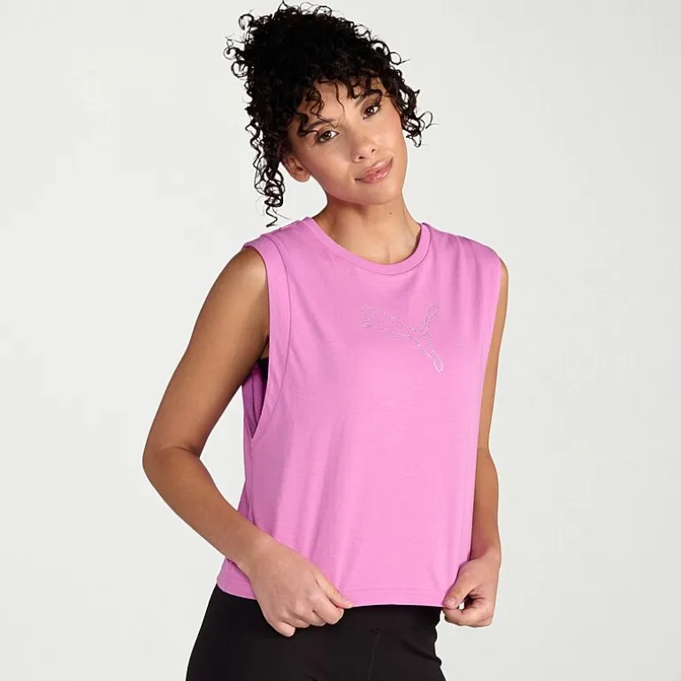 PUMA Womens Crew Neck Sleeveless Active Tank Top