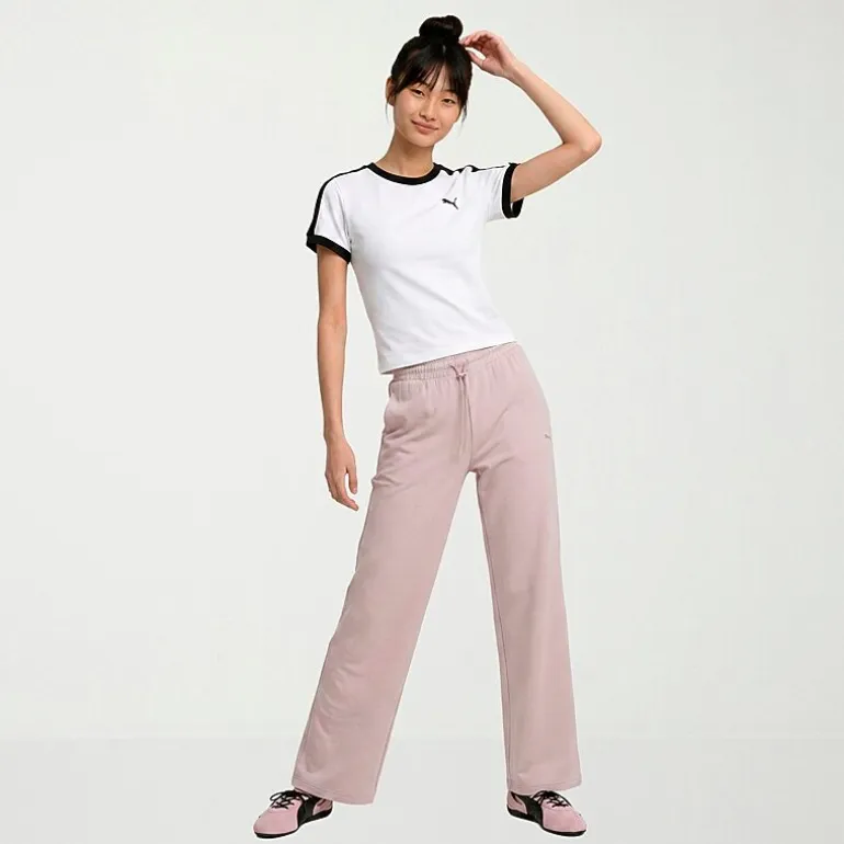 PUMA Womens Wide Leg Mid Rise Regular Fit Sweatpant