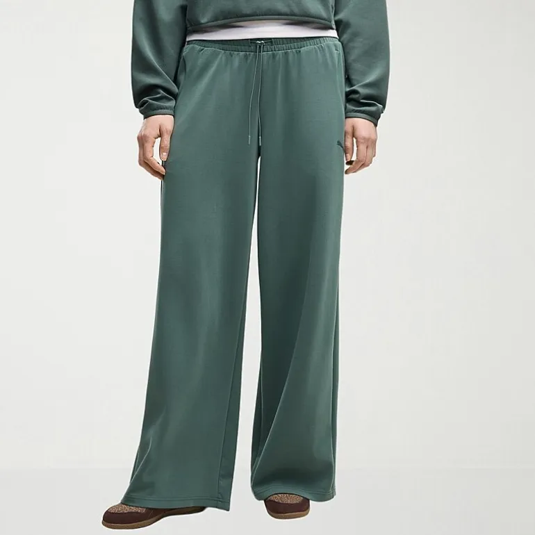 PUMA Womens Wide Leg Mid Rise Regular Fit Sweatpant