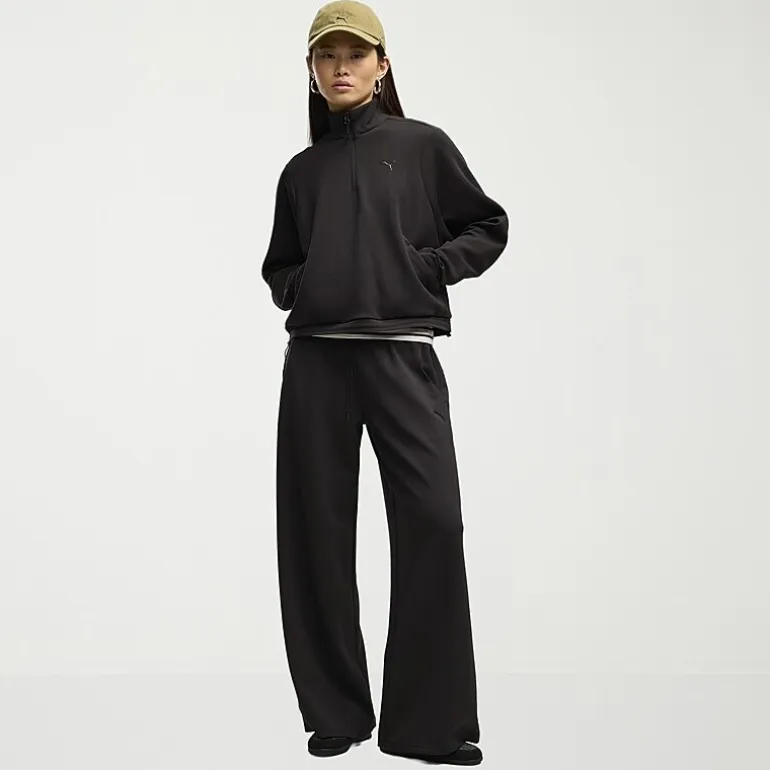 PUMA Womens Wide Leg Mid Rise Regular Fit Sweatpant