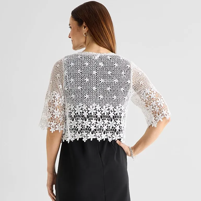 Rabbit Rabbit Rabbit Design Womens V Neck Elbow Sleeve Floral Shrug