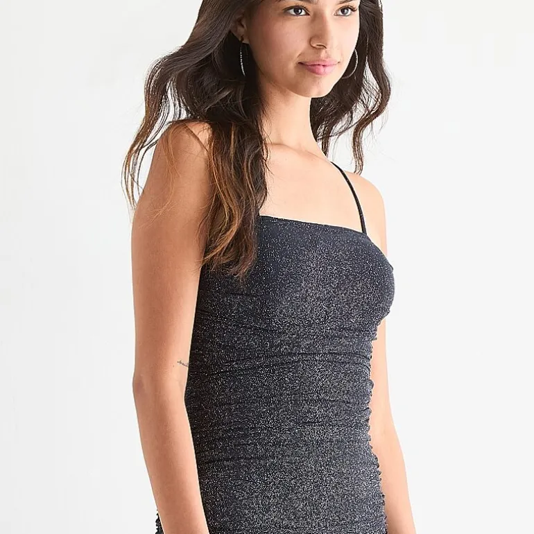 Radiante Couture Womens Juniors Square Neck Sleeveless Bodycon Dress