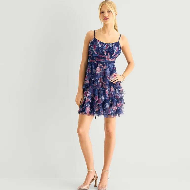 Radiante Couture Womens Juniors Sweetheart Neck Sleeveless Fit + Flare Dress