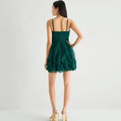 Radiante Couture Womens Juniors V Neck Sleeveless Applique Fit + Flare Dress
