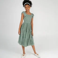 Rare Editions Big Kid Girls Short Sleeve Flutter Maxi Dress
