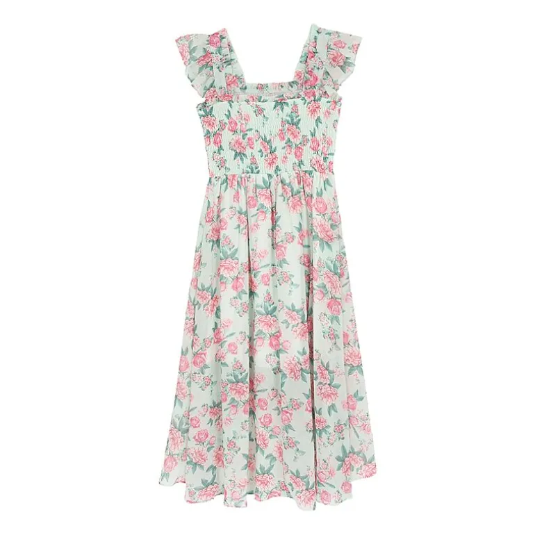 Rare Editions Big Kid Girls Sleeveless Flutter Floral Maxi Dress